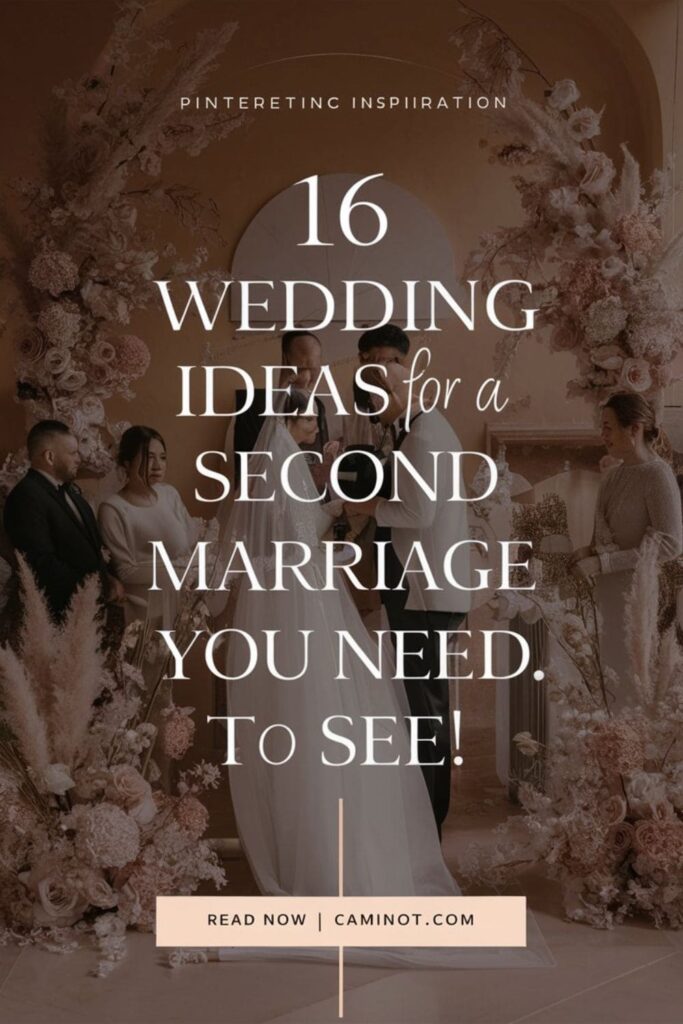 Pinterest-style wedding ideas graphic with text overlay