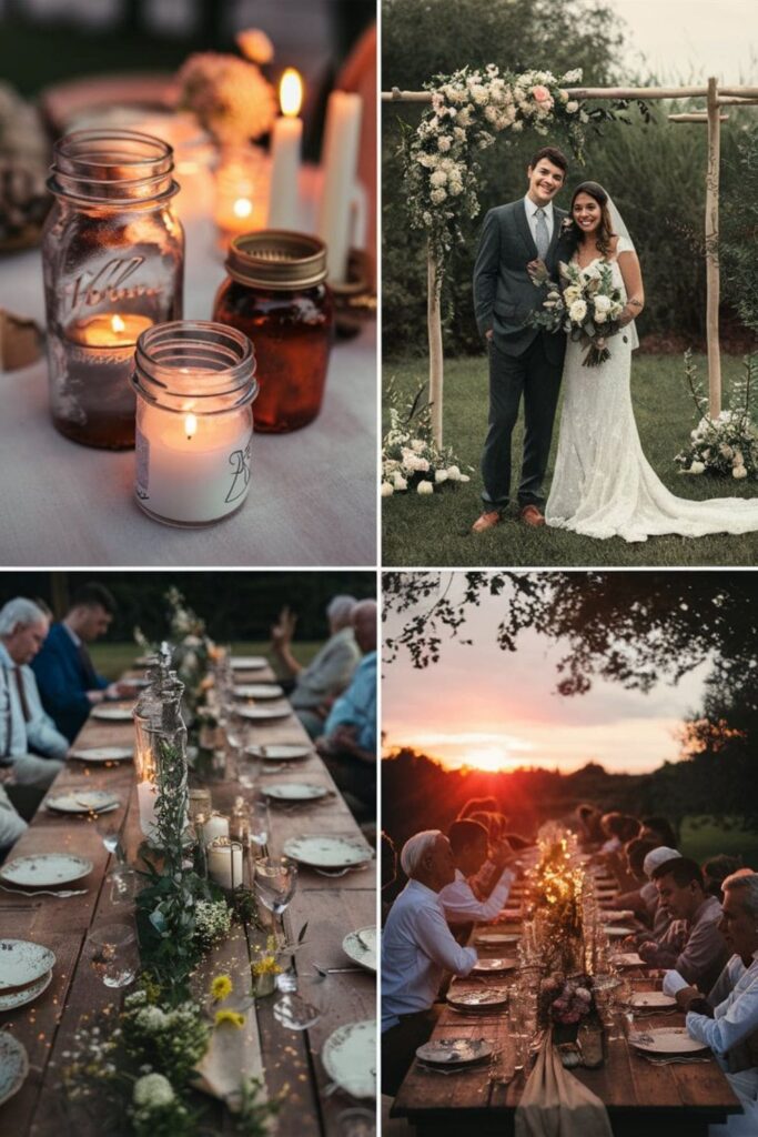 Small, elegant backyard wedding setup