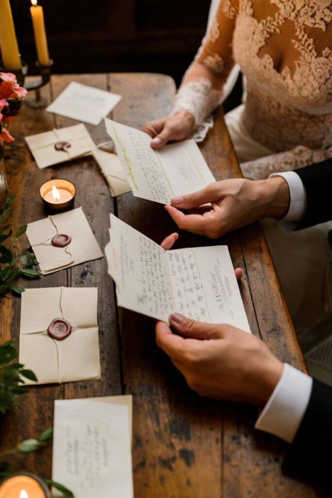 A couple reading love letters