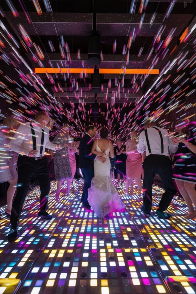 A glowing LED dance floor