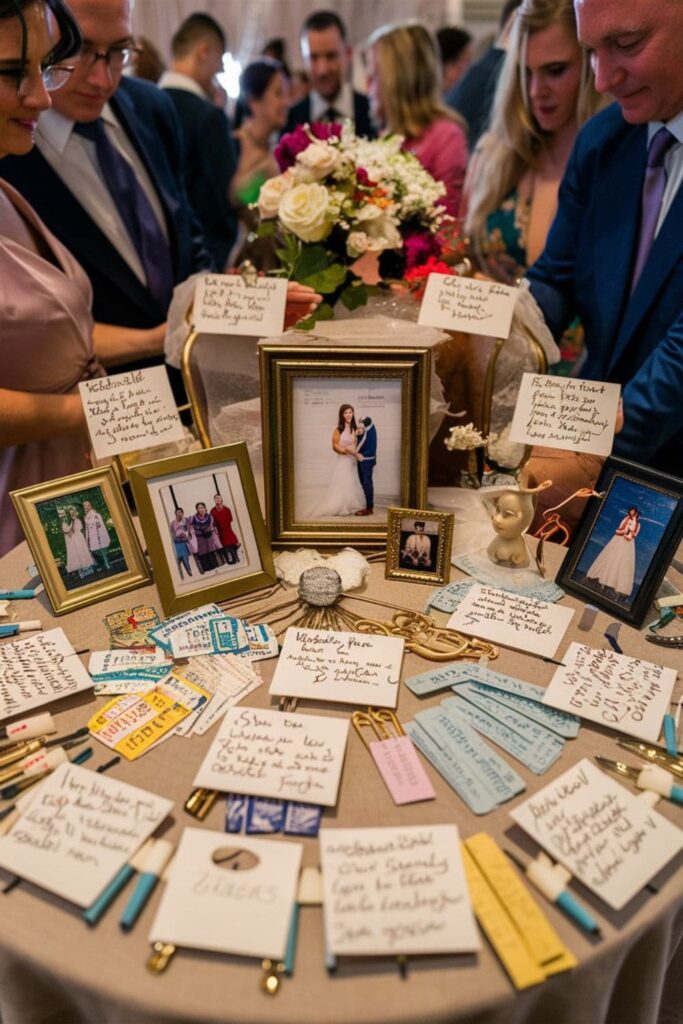 A table with photos and keepsakes