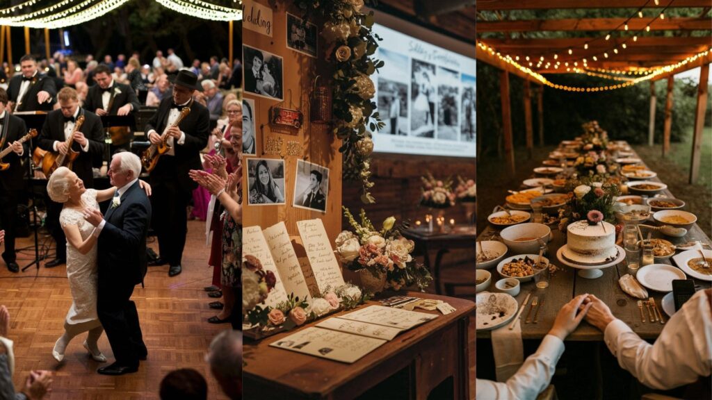 Collage of 3 images of wedding ideas for old ones