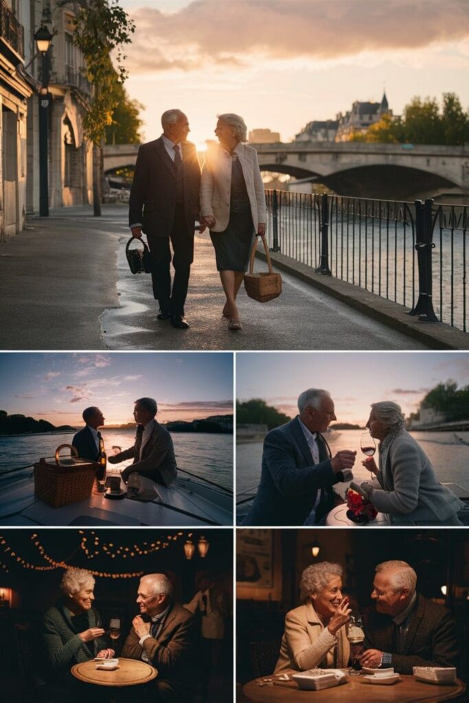 Couple strolling a European street