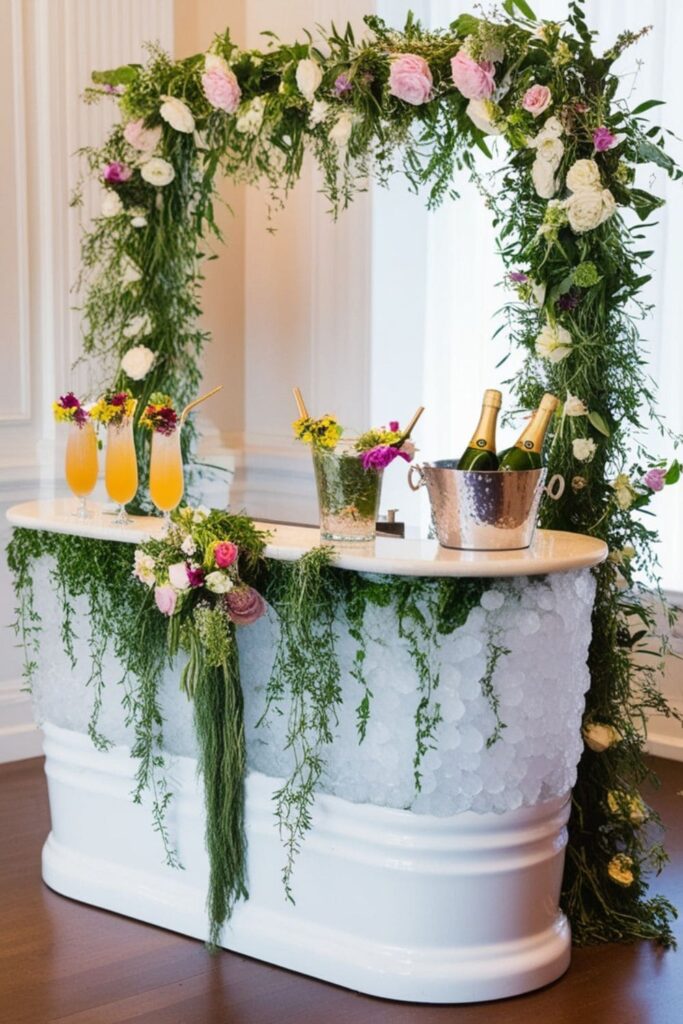 Flower-adorned wedding bar (1)