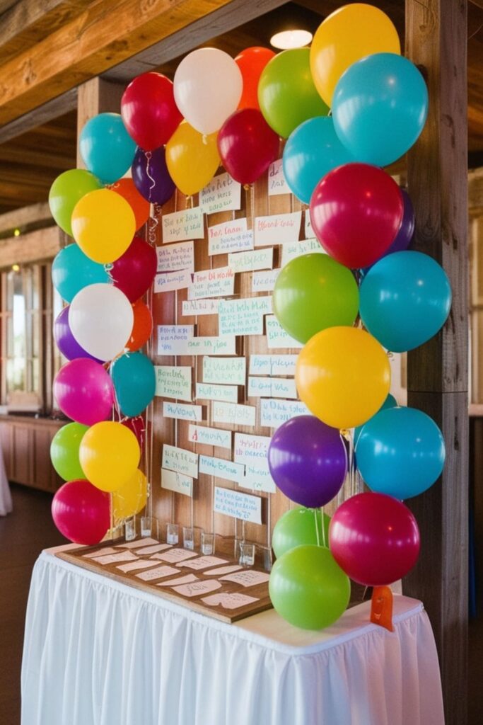 Guests write wishes on balloons