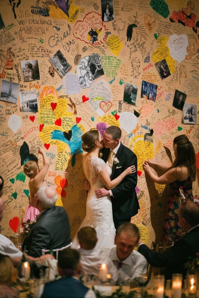 Guests writing on a memory wall