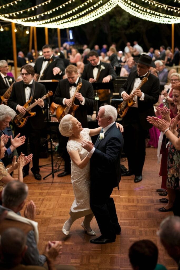 Jazz band playing as couple dances