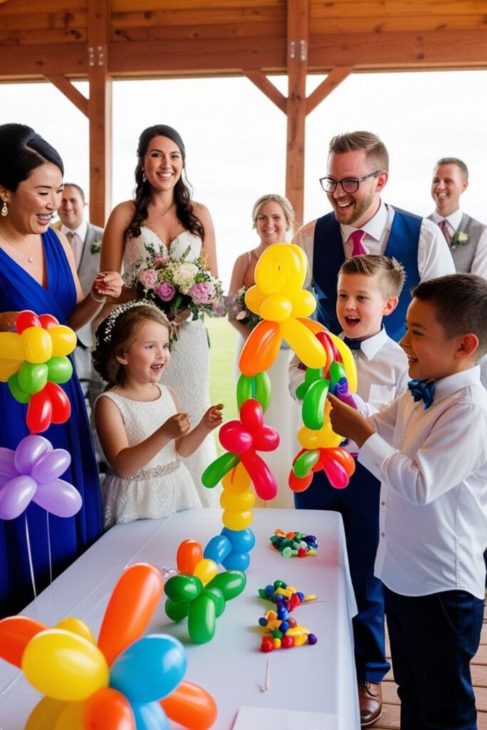 Kids enjoy balloon animals and games