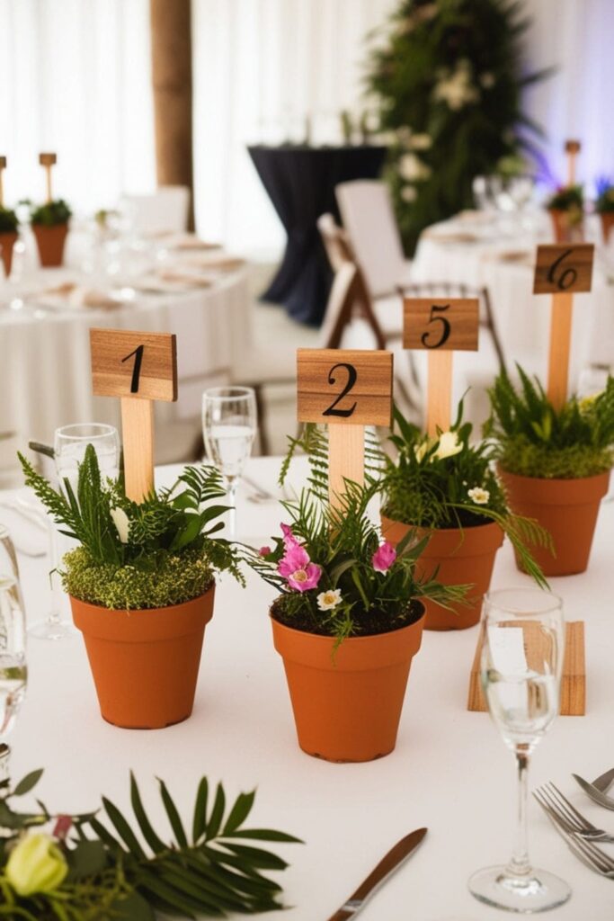 Potted plant table markers