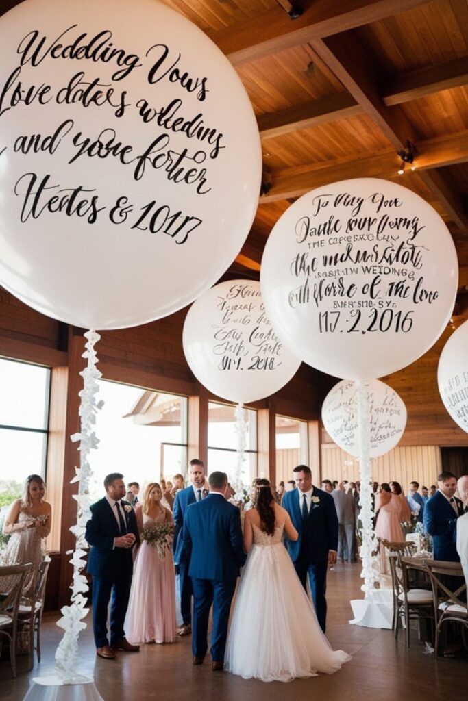 Wedding balloons with custom calligraphy