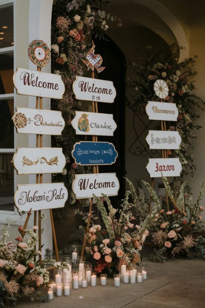 Welcome signs in different languages